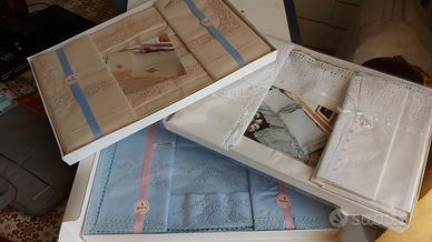 Lenzuola tris ricamate a mano