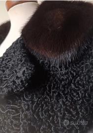 Pelliccia vintage astrahan e visone
