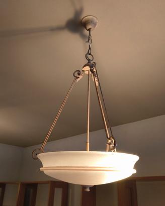 Lampadario in vetro e ferro 