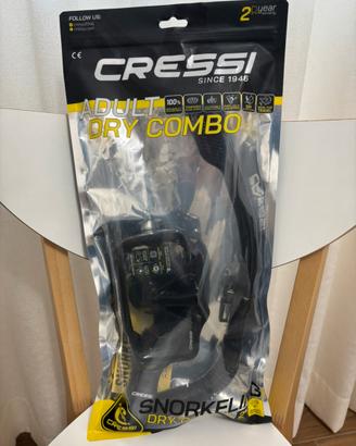 Maschera + Snorkel Cressi SF1 & Dry combo nuovi