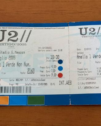 Biglietto Concerto U2 Milano 2005 - Vertigo Tour