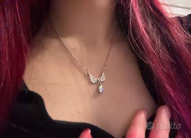 Collana ali d’angelo con goccia di pietra lunare