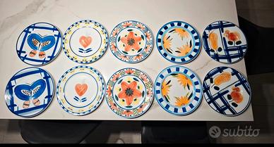 Set 10 piatti piani ceramica decorata Vietri - Ime