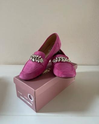 Mocassini ballerine donna strass gioiello rosa 38