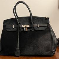 Borsa in pelle e cavallino