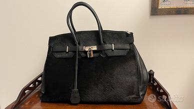 Borsa in pelle e cavallino