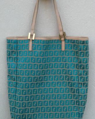 Vintage - Borsa in tela azzurro - turchese - FENDI