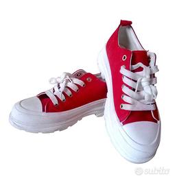 Sneakers rosse tela Platform n.38