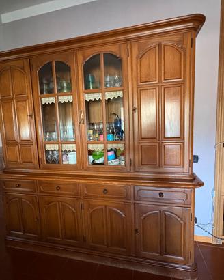 madia con vetrinetta in legno di rovere