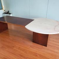 Tavolo / scrivania in legno con vero marmo