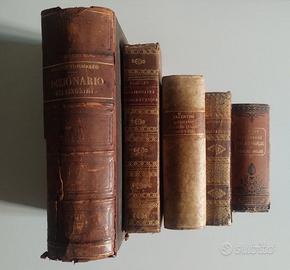 Lotto di dizionari antichi per arredo - 1755-1889
