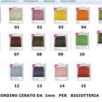 10 Rotoli 5 metri cordino cerato 1mm