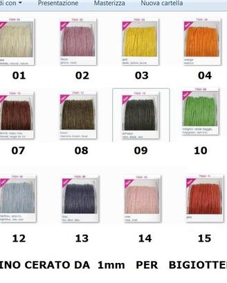 10 Rotoli 5 metri cordino cerato 1mm