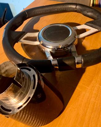 Volante (pelle e ferro) + terminale Simone Racing