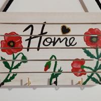 Portachiavi da muro PAPAVERI rossi legno