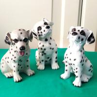3 miniature di cuccioli dalmata in ceramica 
