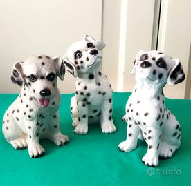 3 miniature di cuccioli dalmata in ceramica 