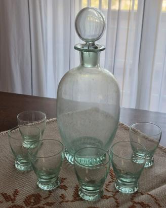 Set rosolio in vetro soffiato