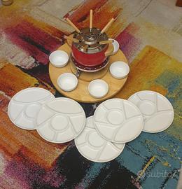 set fondue/bourguignonne fonduta con piatti 