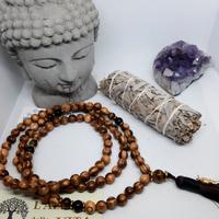 Japamala in legno di noce ossidiana e occhio di ti