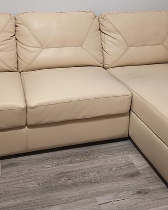 Divano angolare con penisola color panna/beige