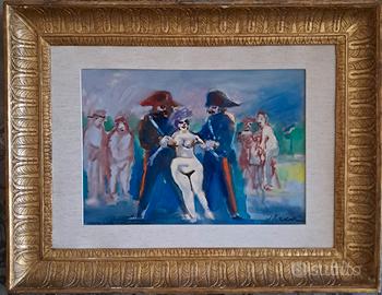 Mino Maccari 1967 :  Donna con Carabinieri. 