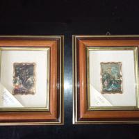 coppia quadri cromolitografia d'arte argento 999