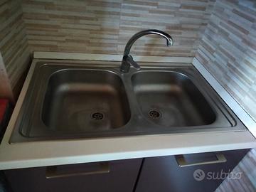 lavabo cucina 2 vasche in acciaio inox con miscela