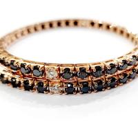 Bracciale Tennis in Oro Rosa Diamanti Neri Bianchi