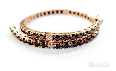Bracciale Tennis in Oro Rosa Diamanti Neri Bianchi
