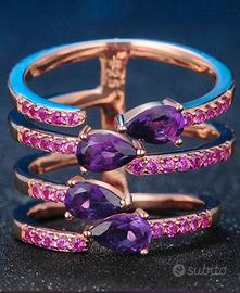 Anello Ametista & Garnet Pink