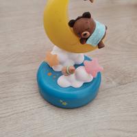 lampada notturna,  luna e orso, Lavorata a mano.