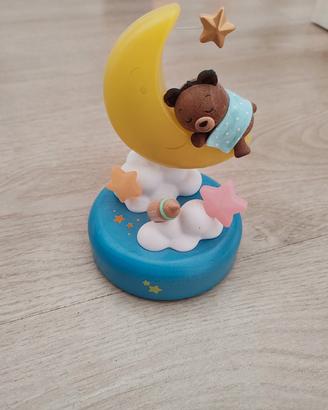 lampada notturna,  luna e orso, Lavorata a mano.