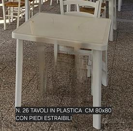lotto di tavoli in plastica  80x80
