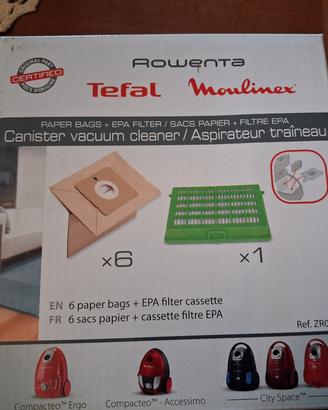 set di ricambio ROWENTA con 6 sacchetti+filtro epa