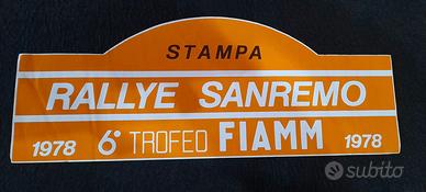 rally sanremo 1978 targa stampa adesiva 