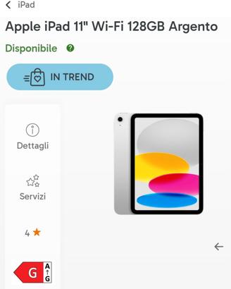 NUOVO-APPLE iPad A16 11'' Wi-Fi 128GB Argento