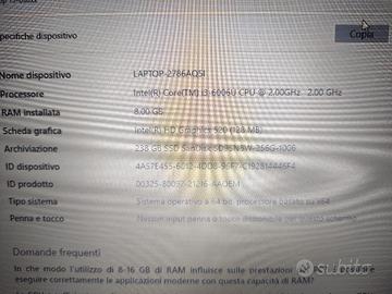  PC notebook con caratteristiche in foto