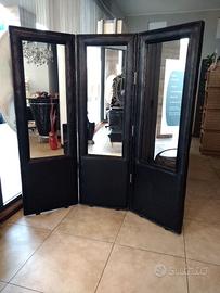 Elegante Separé a 3 ante capitonné e specchi