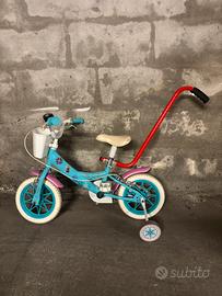 Bici bambina con rotelle e barra