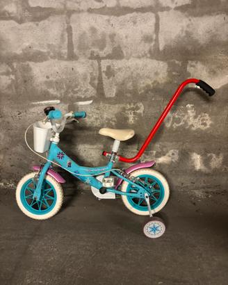Bici bambina con rotelle e barra