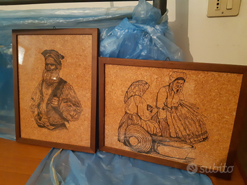 Quadro inchiostro su sughero