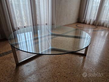 Tavolino Gallotti & Radice Raj 1 Ø140 vetro acciai