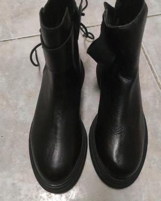 Stivali Biker in Vera Pelle Nera - Donna - Taglia