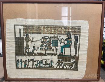 DIPIINTO SU PAPIRO EGIZIANO CON CORNICE 52X42