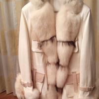 Giacca pelle bianca collo pelliccia