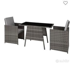 Salottino in rattan per terrazzo con 2 poltrone