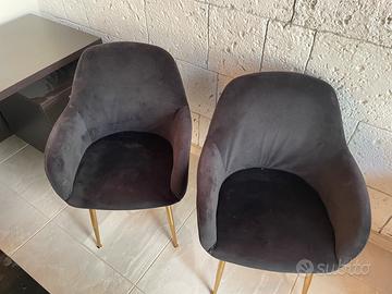 2 poltrone in velluto oro