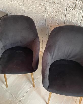 2 poltrone in velluto oro