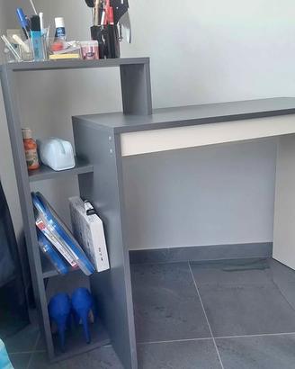scrivania slim grigio e bianco